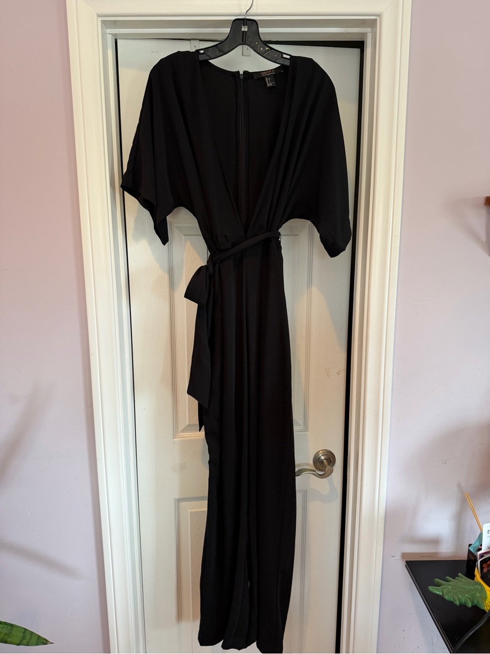 Black Wrap Jumpsuit with Tie Waist